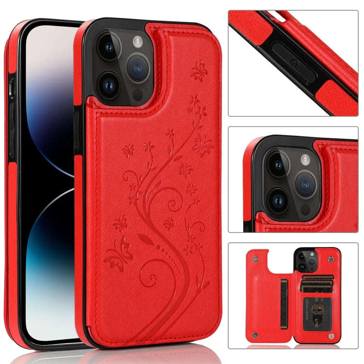 Butterflies Flowers Double Buckle Case, For iPhone 14 Pro Max, For iPhone 14 Pro, For iPhone 14, ...