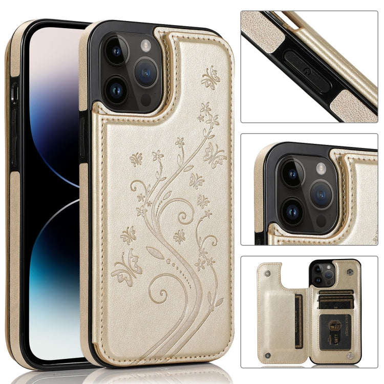 Butterflies Flowers Double Buckle Case, For iPhone 14 Pro Max, For iPhone 14 Pro, For iPhone 14, ...