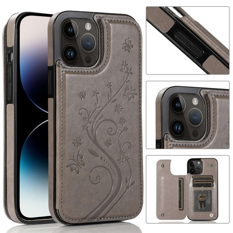 Butterflies Flowers Double Buckle Case, For iPhone 14 Pro Max, For iPhone 14 Pro, For iPhone 14, ...