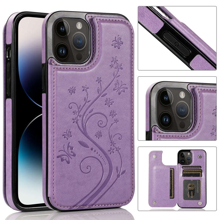 Butterflies Flowers Double Buckle Case, For iPhone 14 Pro Max, For iPhone 14 Pro, For iPhone 14, ...