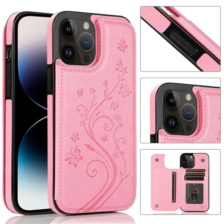 Butterflies Flowers Double Buckle Case, For iPhone 14 Pro Max, For iPhone 14 Pro, For iPhone 14, ...