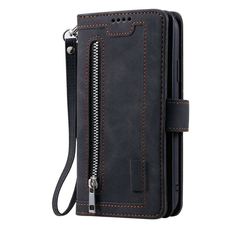 9 Card Slots Zipper Bag Leather Case, For iPhone 14 Pro Max, For iPhone 14 Pro, For iPhone 14, Fo...