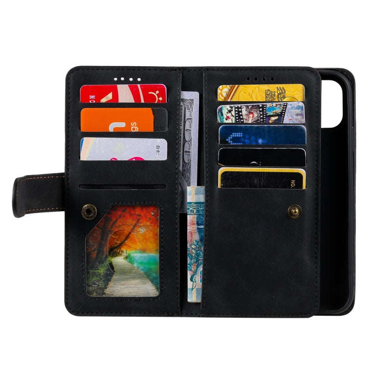 9 Card Slots Zipper Bag Leather Case, For iPhone 14 Pro Max, For iPhone 14 Pro, For iPhone 14, Fo...