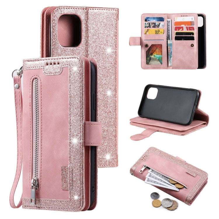 9 Card Slots Zipper Bag Leather Case, For iPhone 14 Pro Max, For iPhone 14 Pro, For iPhone 14, Fo...