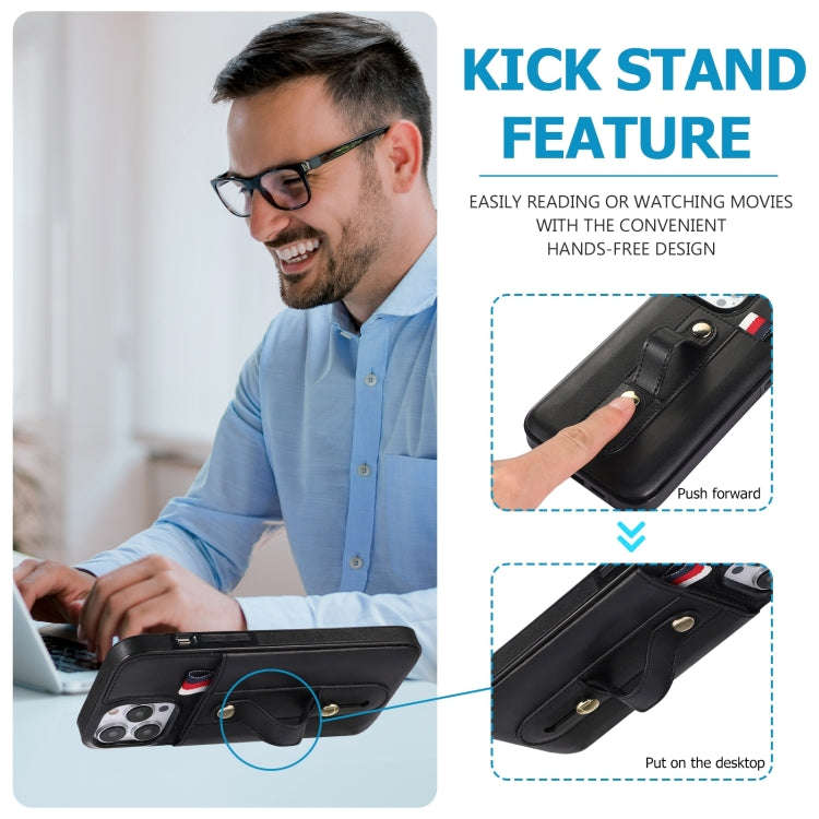 Wristband Kickstand Wallet Leather Phone Case, For iPhone 14 Pro Max, For iPhone 14 Pro, For iPho...