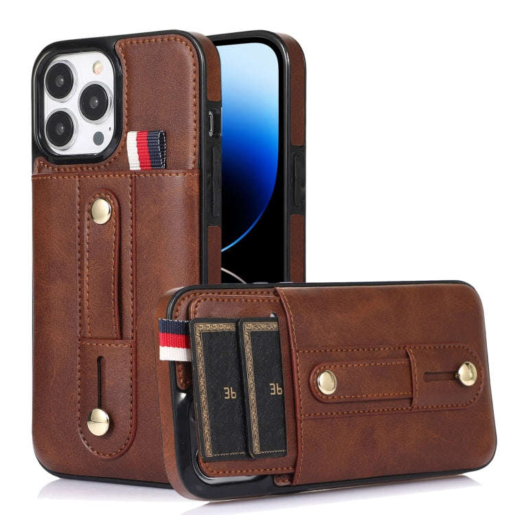 Wristband Kickstand Wallet Leather Phone Case, For iPhone 14 Pro Max, For iPhone 14 Pro, For iPho...