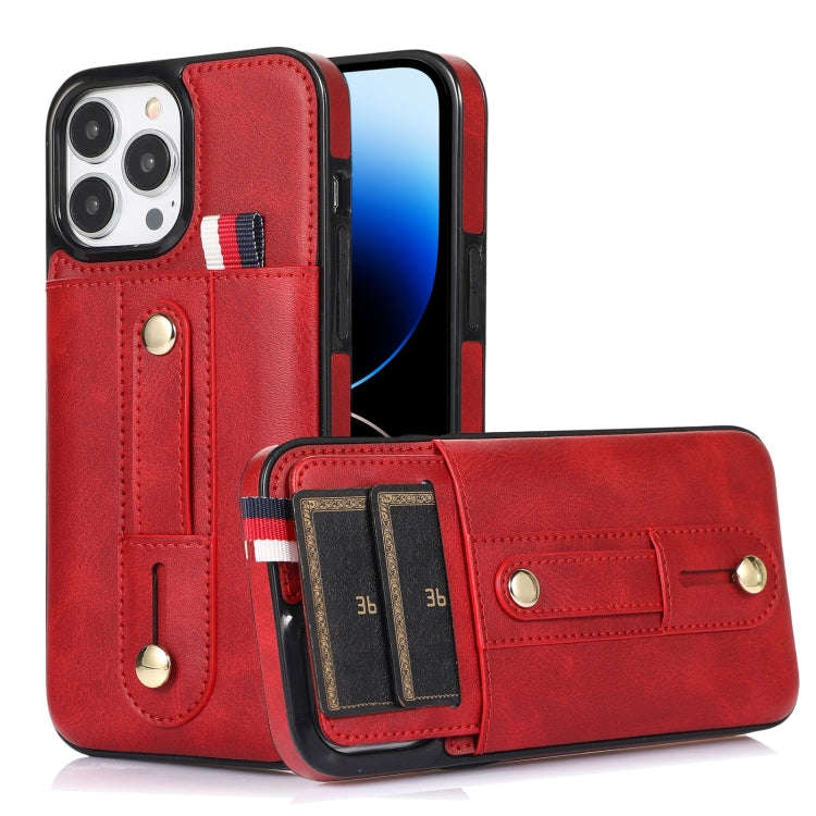 Wristband Kickstand Wallet Leather Phone Case, For iPhone 14 Pro Max, For iPhone 14 Pro, For iPho...