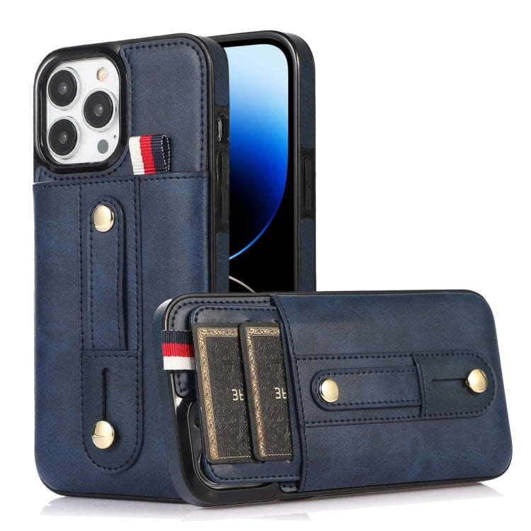 Wristband Kickstand Wallet Leather Phone Case, For iPhone 14 Pro Max, For iPhone 14 Pro, For iPho...