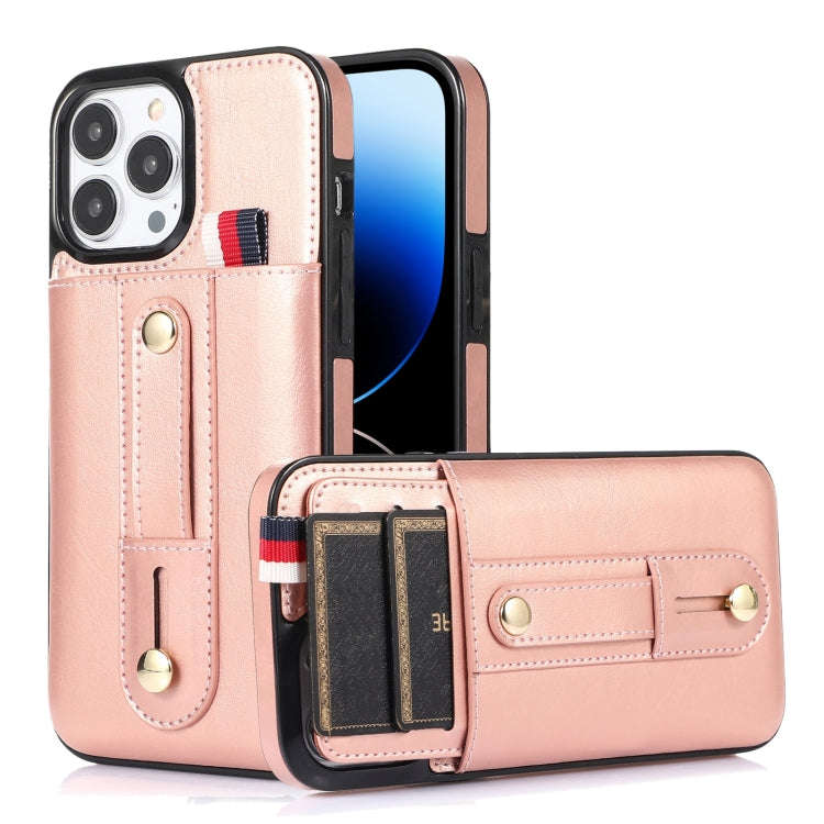 Wristband Kickstand Wallet Leather Phone Case, For iPhone 14 Pro Max, For iPhone 14 Pro, For iPho...