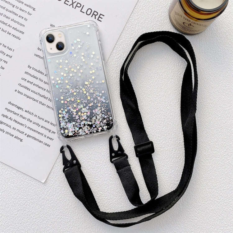 Lanyard Gradient Glitter Epoxy Case, For iPhone 14, For iPhone 14 Plus, For iPhone 14 Pro, For iP...