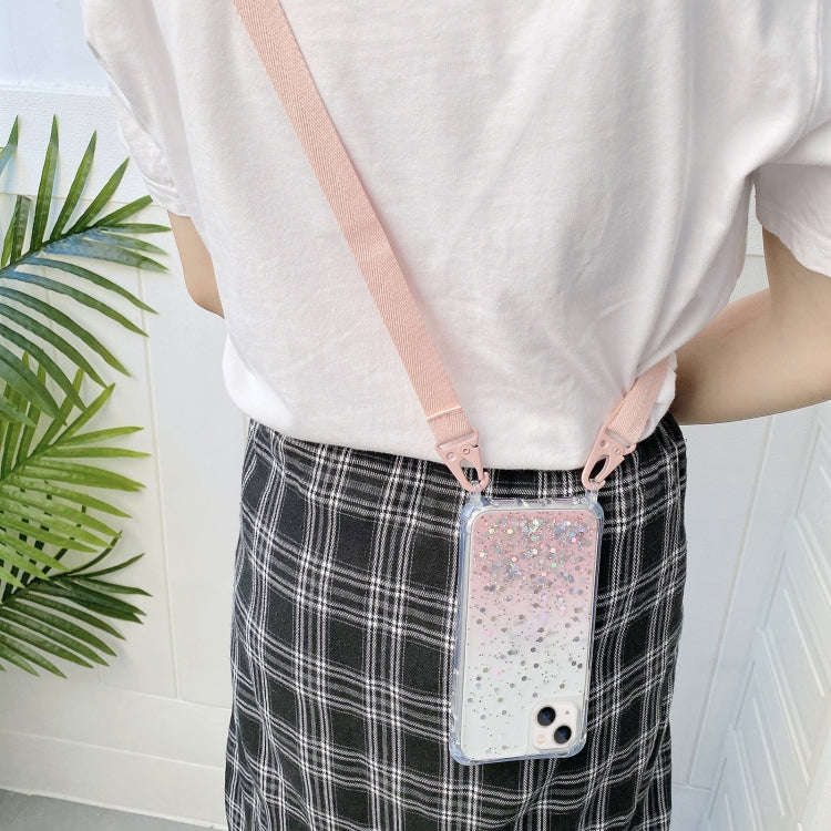 Lanyard Gradient Glitter Epoxy Case, For iPhone 14, For iPhone 14 Plus, For iPhone 14 Pro, For iP...