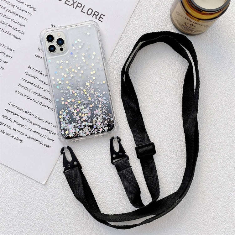 Lanyard Gradient Glitter Epoxy Case, For iPhone 14, For iPhone 14 Plus, For iPhone 14 Pro, For iP...