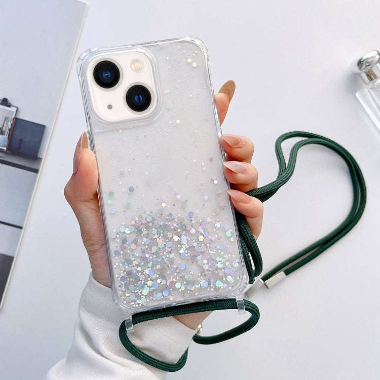 Lanyard Glitter Epoxy Clear Phone Case, For iPhone 14, For iPhone 14 Plus, For iPhone 14 Pro, For...