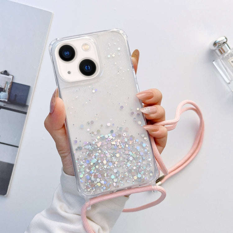 Lanyard Glitter Epoxy Clear Phone Case, For iPhone 14, For iPhone 14 Plus, For iPhone 14 Pro, For...
