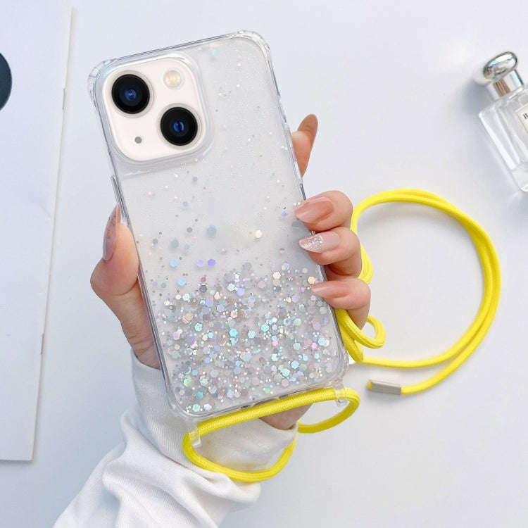 Lanyard Glitter Epoxy Clear Phone Case, For iPhone 14, For iPhone 14 Plus, For iPhone 14 Pro, For...