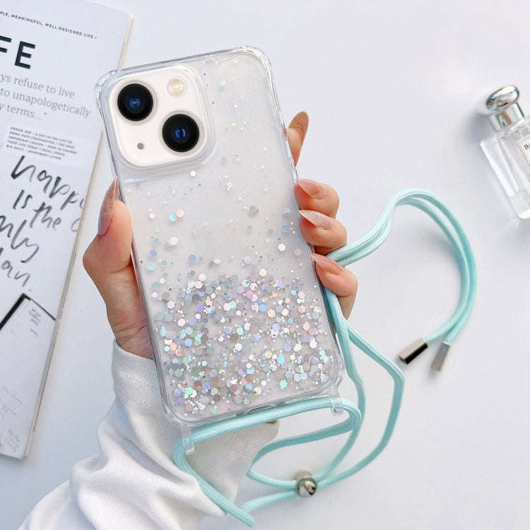 Lanyard Glitter Epoxy Clear Phone Case, For iPhone 14, For iPhone 14 Plus, For iPhone 14 Pro, For...