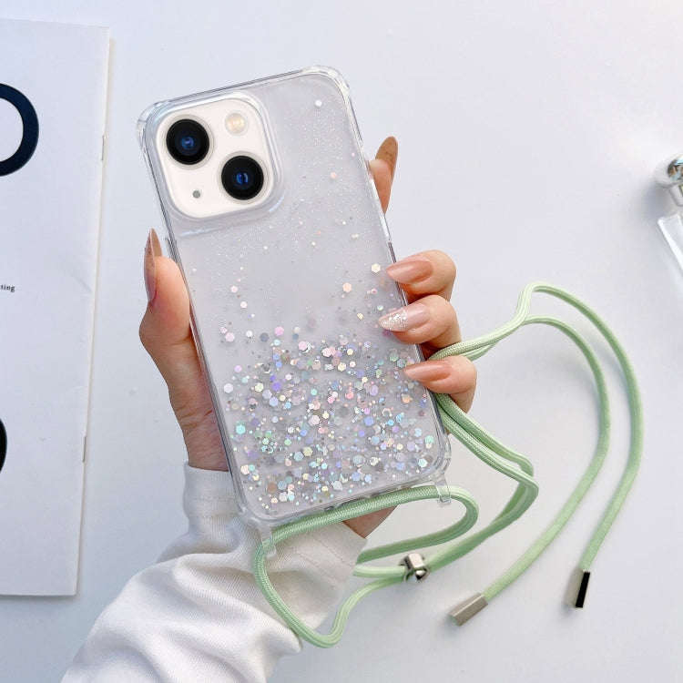 Lanyard Glitter Epoxy Clear Phone Case, For iPhone 14, For iPhone 14 Plus, For iPhone 14 Pro, For...