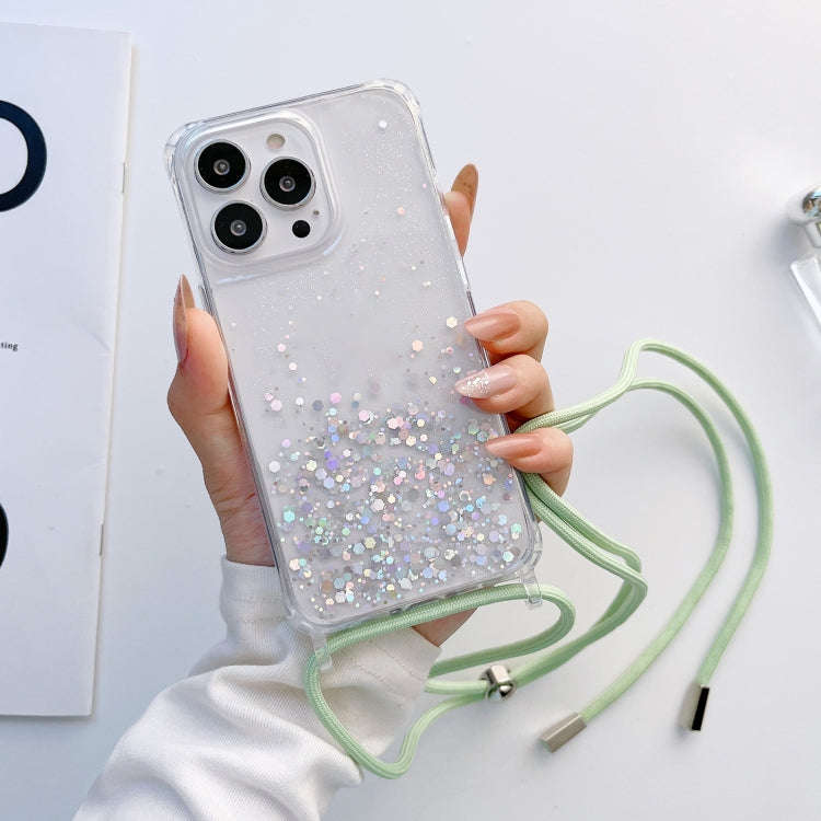 Lanyard Glitter Epoxy Clear Phone Case, For iPhone 14, For iPhone 14 Plus, For iPhone 14 Pro, For...