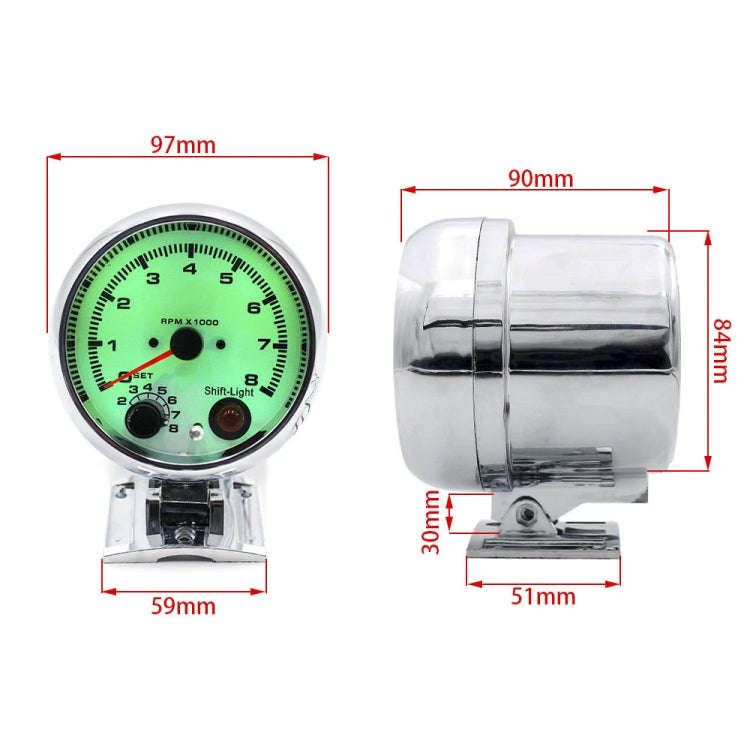 Car Modified 7 Background Lights Tachometer 0-8000RPM for 4/6/8 Cylinder Engines, 7 Background Li...