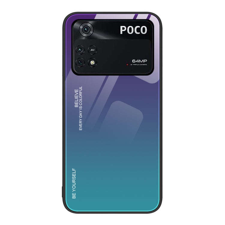 Gradient Color Glass Case, For Xiaomi Poco M4 Pro 4G