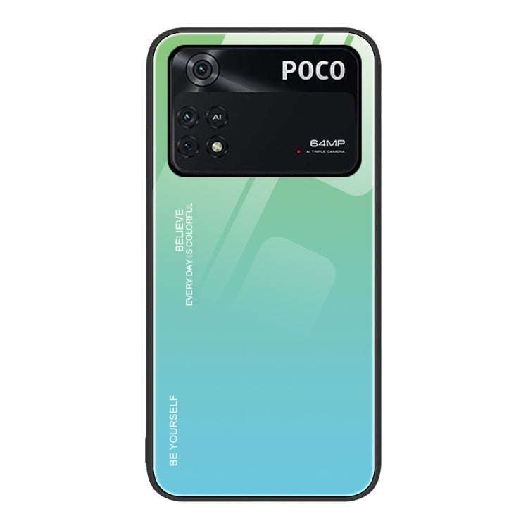 Gradient Color Glass Case, For Xiaomi Poco M4 Pro 4G
