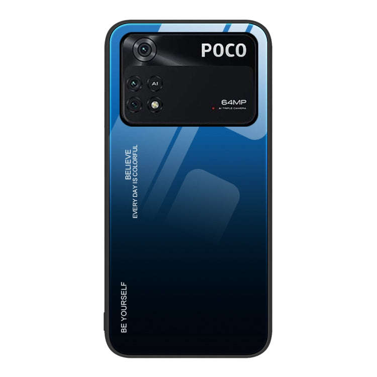 Gradient Color Glass Case, For Xiaomi Poco M4 Pro 4G