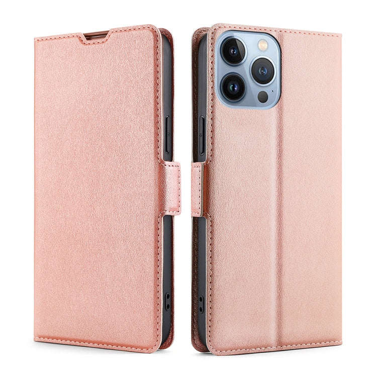 Ultra-thin Voltage Side Buckle Leather Phone Case, For iPhone 14, For iPhone 14 Plus, For iPhone ...