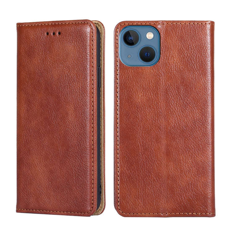 Gloss Oil Solid Color Magnetic Leather Phone Case, For iPhone 14, For iPhone 14 Plus, For iPhone ...