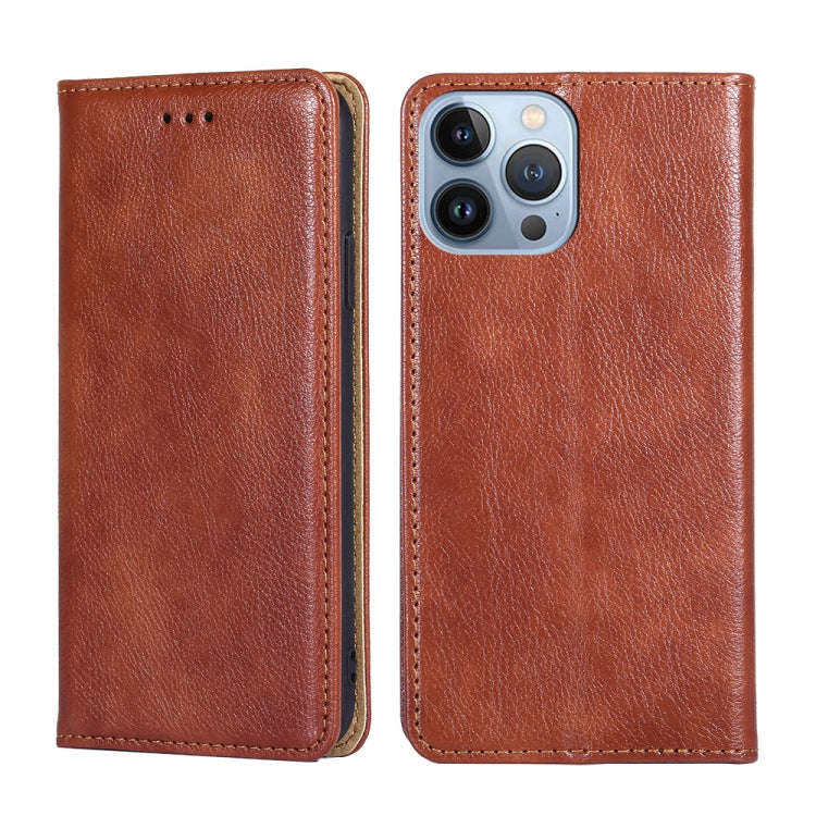 Gloss Oil Solid Color Magnetic Leather Phone Case, For iPhone 14, For iPhone 14 Plus, For iPhone ...