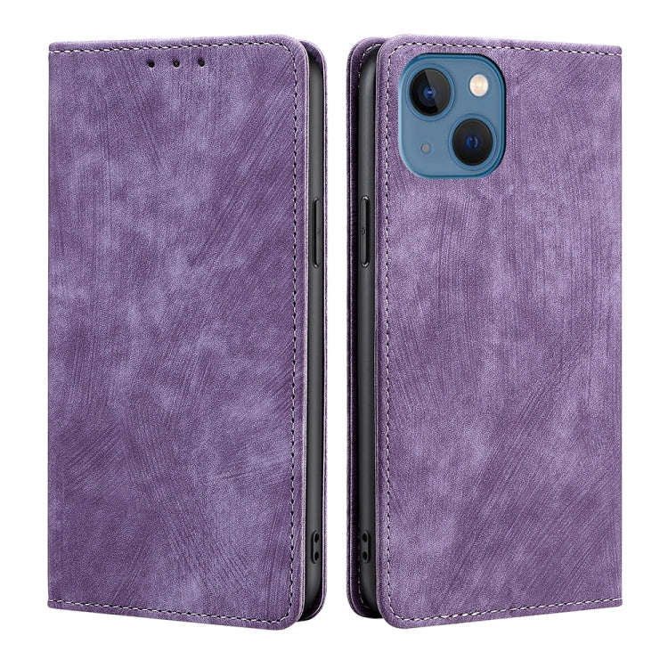 RFID Anti-theft Brush Magnetic Leather Phone Case, For iPhone 14, For iPhone 14 Plus, For iPhone ...