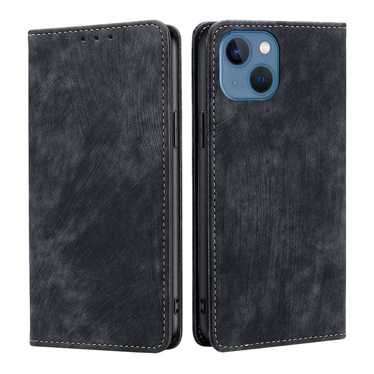 RFID Anti-theft Brush Magnetic Leather Phone Case, For iPhone 14, For iPhone 14 Plus, For iPhone ...