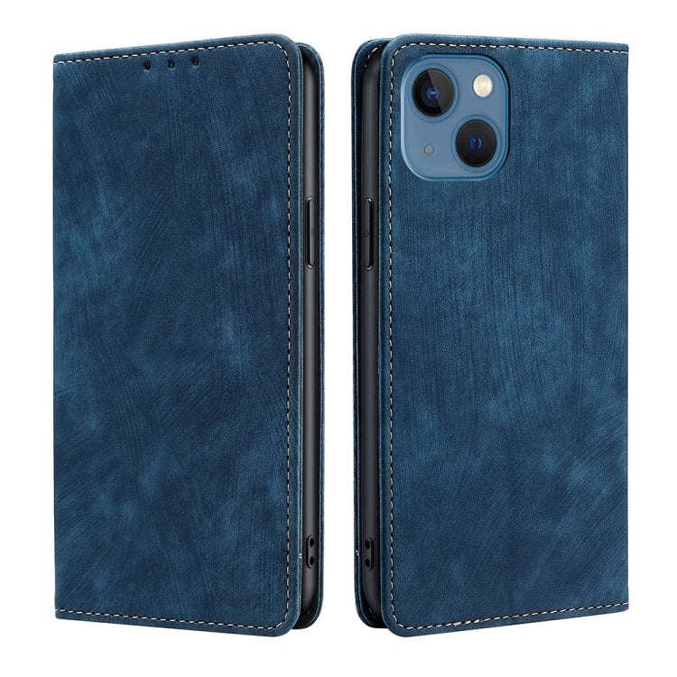 RFID Anti-theft Brush Magnetic Leather Phone Case, For iPhone 14, For iPhone 14 Plus, For iPhone ...