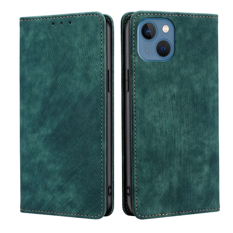 RFID Anti-theft Brush Magnetic Leather Phone Case, For iPhone 14, For iPhone 14 Plus, For iPhone ...