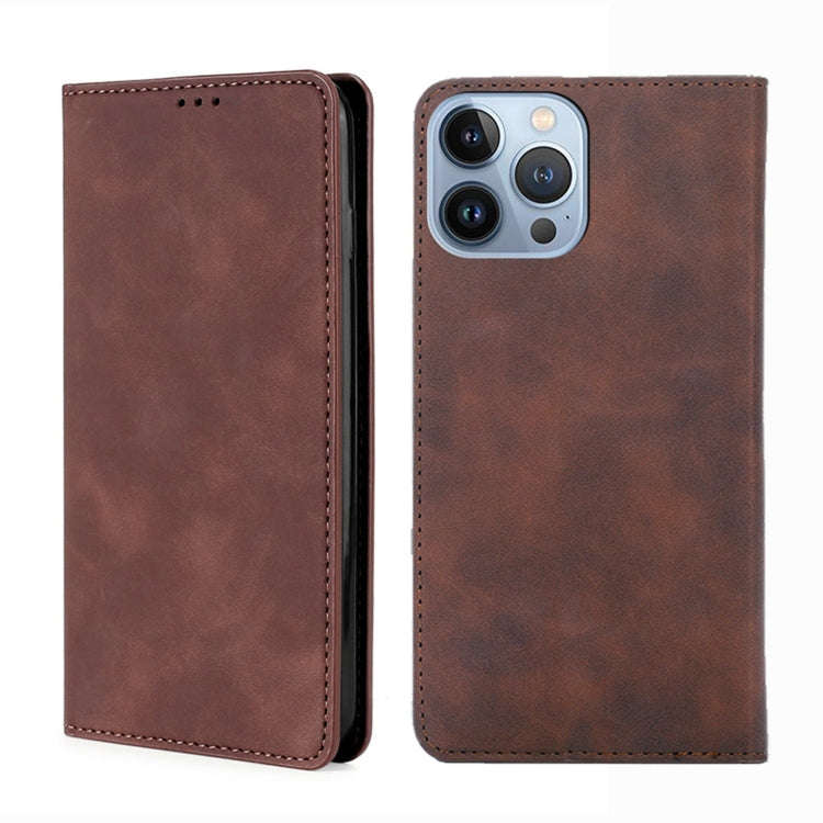 Skin Feel Magnetic Leather Phone Case, For iPhone 14, For iPhone 14 Plus, For iPhone 14 Pro, For ...