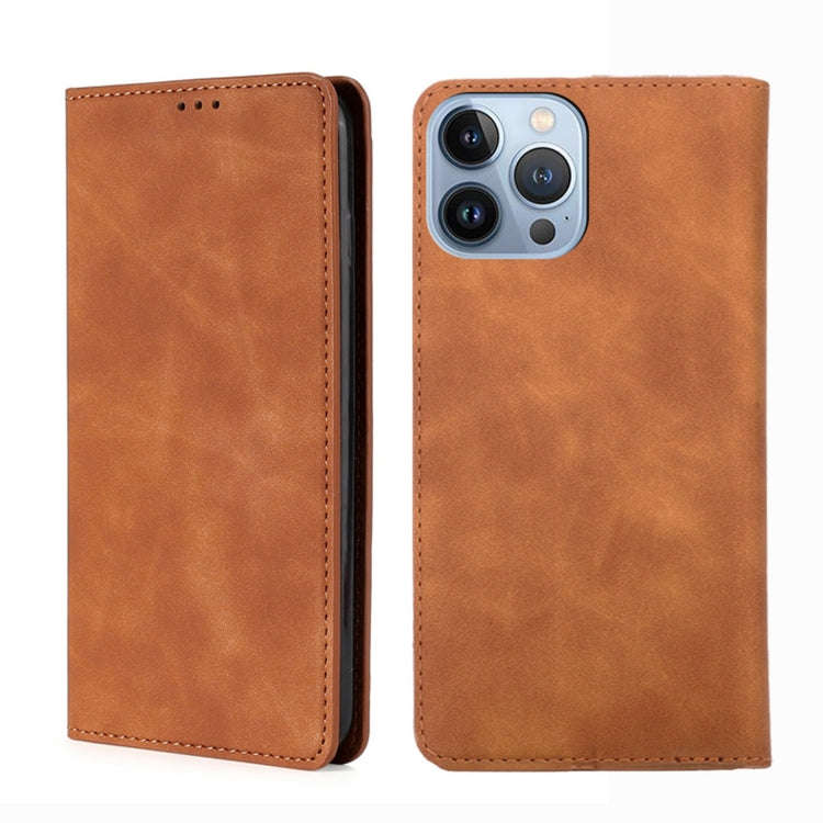 Skin Feel Magnetic Leather Phone Case, For iPhone 14, For iPhone 14 Plus, For iPhone 14 Pro, For ...