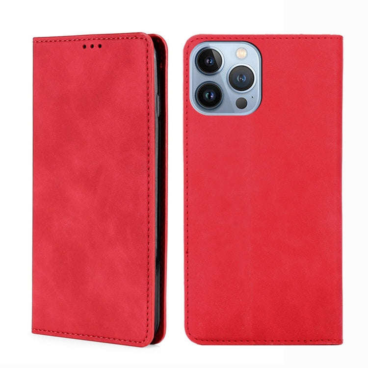 Skin Feel Magnetic Leather Phone Case, For iPhone 14, For iPhone 14 Plus, For iPhone 14 Pro, For ...