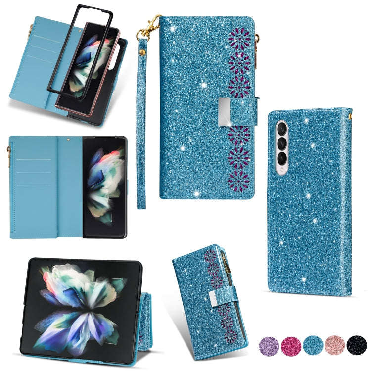 Multi-card Slots Laser Carving Glitter Zipper Leather Case, For iPhone 14, For iPhone 14 Max, For...