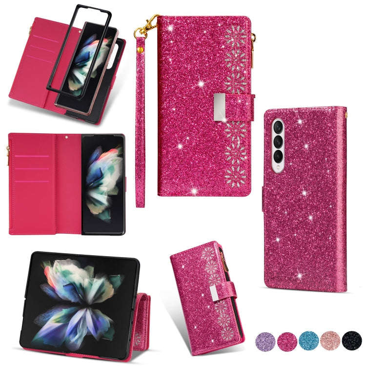 Multi-card Slots Laser Carving Glitter Zipper Leather Case, For iPhone 14, For iPhone 14 Max, For...
