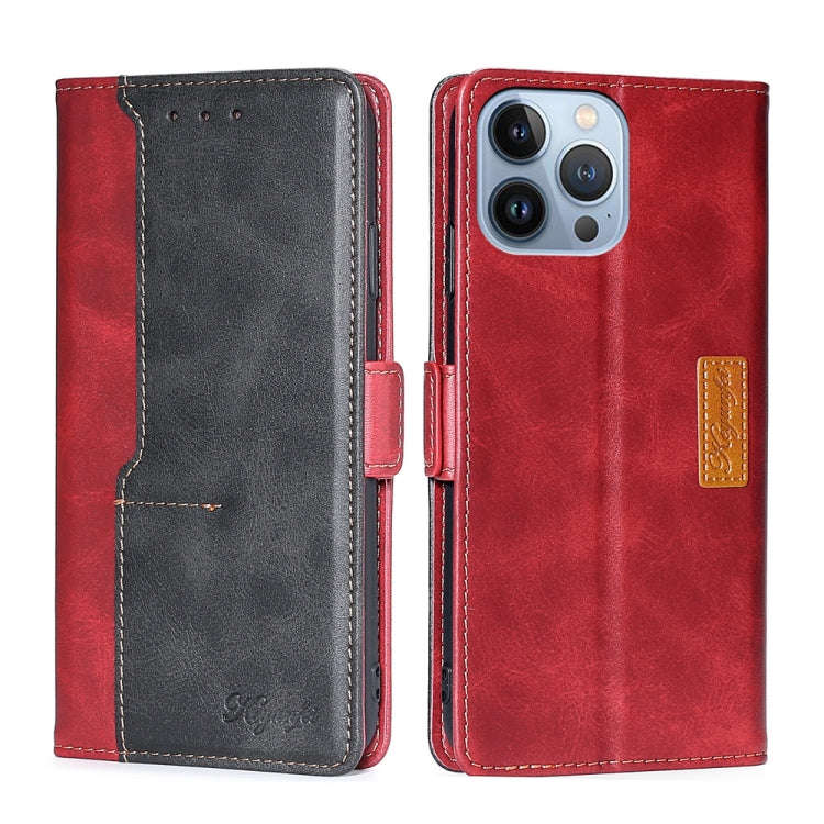 Contrast Color Side Buckle Leather Phone Case, For iPhone 14, For iPhone 14 Plus, For iPhone 14 P...
