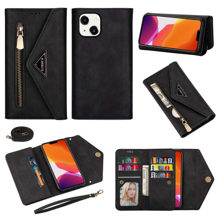 Skin Feel Zipper Horizontal Flip Leather Case, For iPhone 14, For iPhone 14 Max, For iPhone 14 Pr...