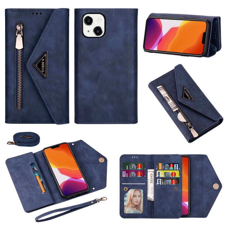 Skin Feel Zipper Horizontal Flip Leather Case, For iPhone 14, For iPhone 14 Max, For iPhone 14 Pr...