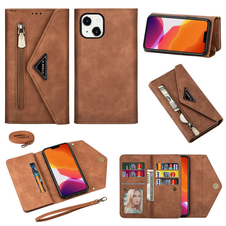 Skin Feel Zipper Horizontal Flip Leather Case, For iPhone 14, For iPhone 14 Max, For iPhone 14 Pr...