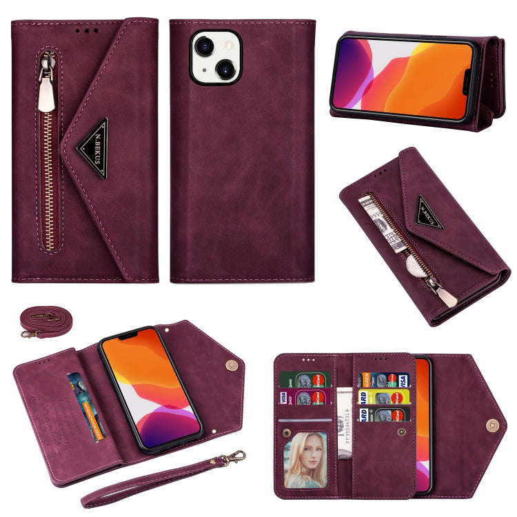 Skin Feel Zipper Horizontal Flip Leather Case, For iPhone 14, For iPhone 14 Max, For iPhone 14 Pr...