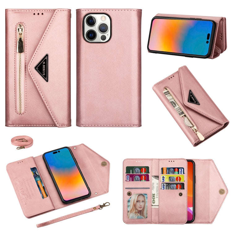 Skin Feel Zipper Horizontal Flip Leather Case, For iPhone 14, For iPhone 14 Max, For iPhone 14 Pr...