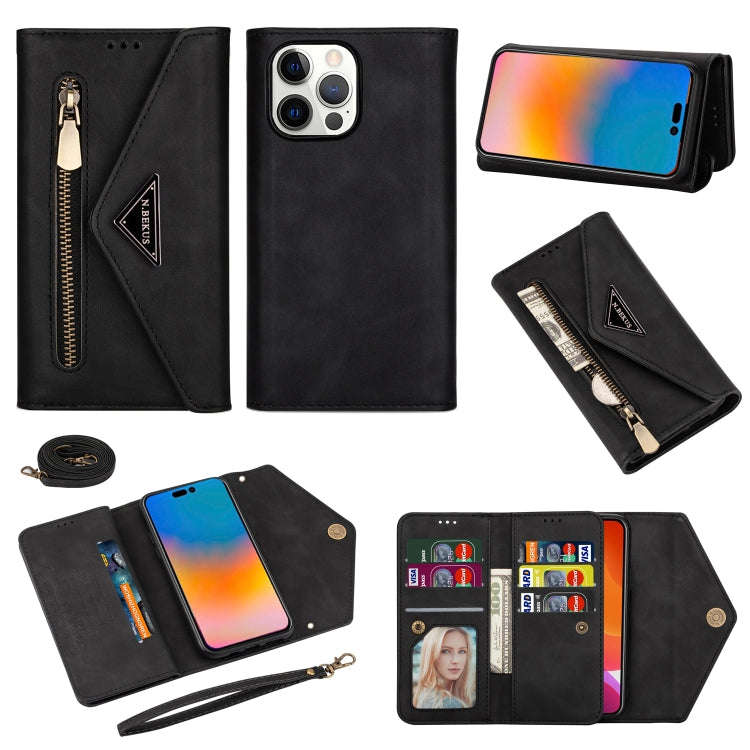 Skin Feel Zipper Horizontal Flip Leather Case, For iPhone 14, For iPhone 14 Max, For iPhone 14 Pr...