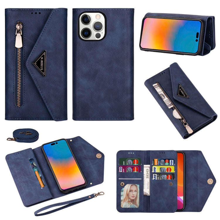 Skin Feel Zipper Horizontal Flip Leather Case, For iPhone 14, For iPhone 14 Max, For iPhone 14 Pr...