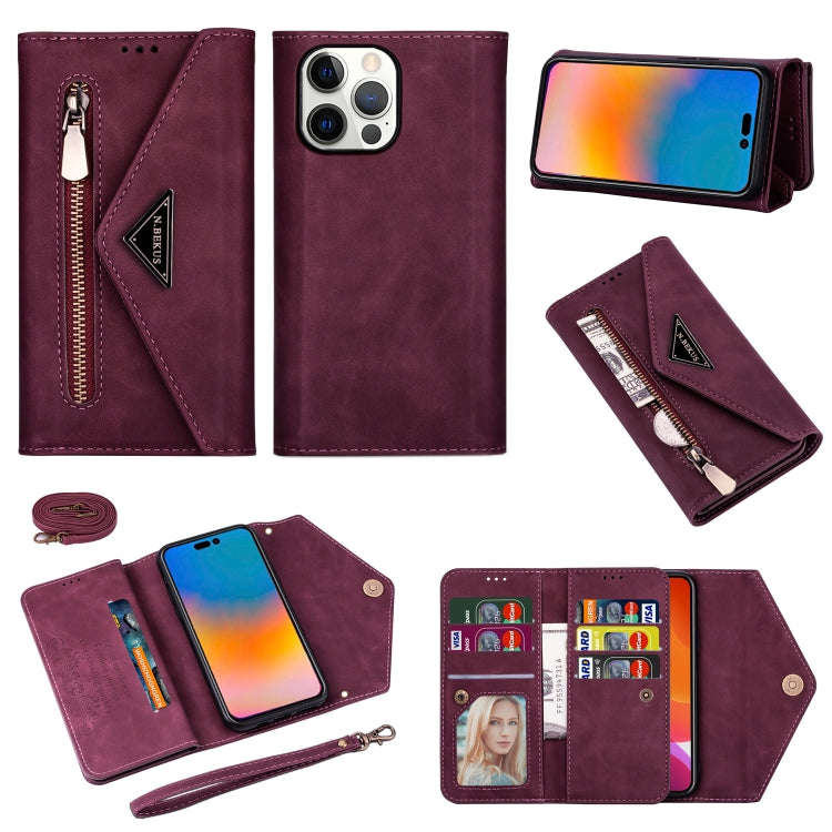 Skin Feel Zipper Horizontal Flip Leather Case, For iPhone 14, For iPhone 14 Max, For iPhone 14 Pr...