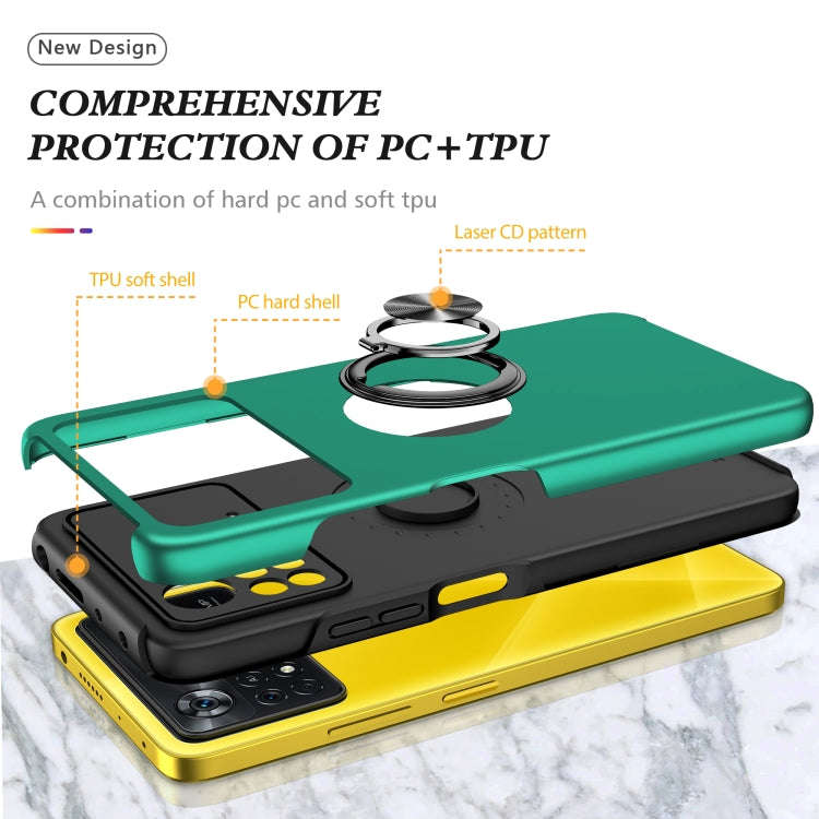 PC + TPU Shockproof Magnetic Phone Case with Invisible Ring Holder, For Xiaomi Poco X4 Pro 5G