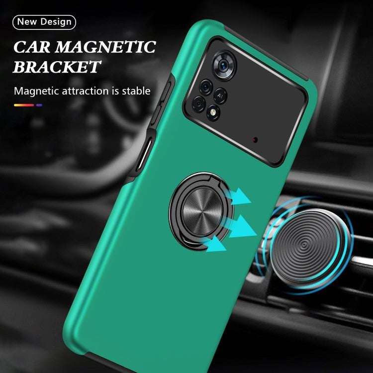PC + TPU Shockproof Magnetic Phone Case with Invisible Ring Holder, For Xiaomi Poco X4 Pro 5G
