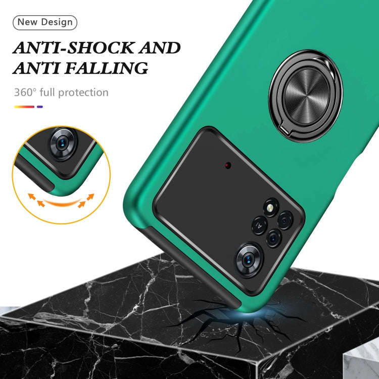 PC + TPU Shockproof Magnetic Phone Case with Invisible Ring Holder, For Xiaomi Poco X4 Pro 5G